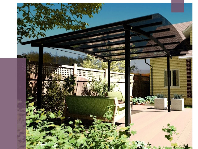 Навесы для террасы в Новошахтинске от 13280 руб. под ключ | ПРОЛЁТ-Нвш